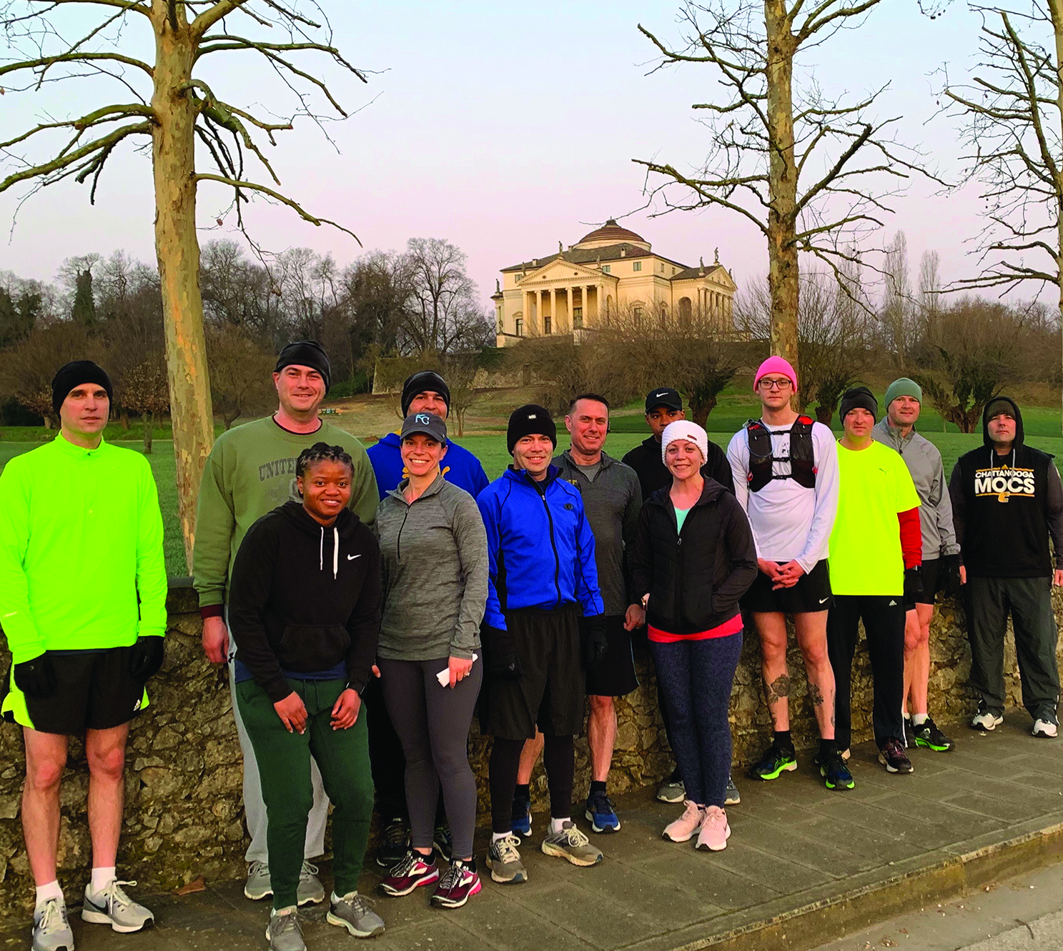On 21 February 2020, the USARAF/SETAF OSJA completed their first Villa La Rotunda run. The Rotunda (in the background) was completed in 1592 and was designed by Andria Palladio, the architect whose designs were part of the inspiration for Thomas Jefferson when he was building Monticello just outside our beloved Charlottesville. 